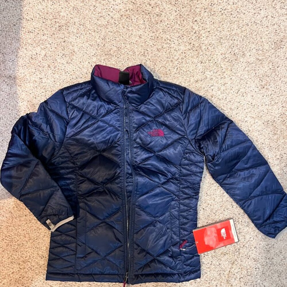 THE NORTH FACE ACONCAGUA 550 DOWN NAVY BLUE GIRL'S COAT JACKET L 14-16